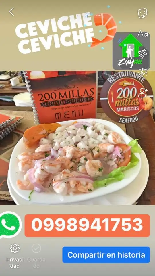 Primer plano de mariscos en el Ceviche Mixto